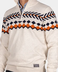 Weißer Pullover mit Strickmuster - Powder Sand