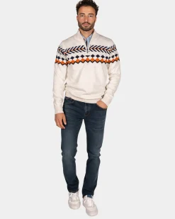 Weißer Pullover mit Strickmuster - Powder Sand
