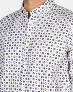 Weißes Hemd mit blauem grafischem Print