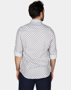 Weißes Hemd mit blauem grafischem Print