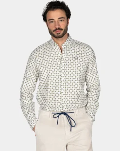 Weißes Hemd mit grünem grafischem Print