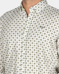 Weißes Hemd mit grünem grafischem Print